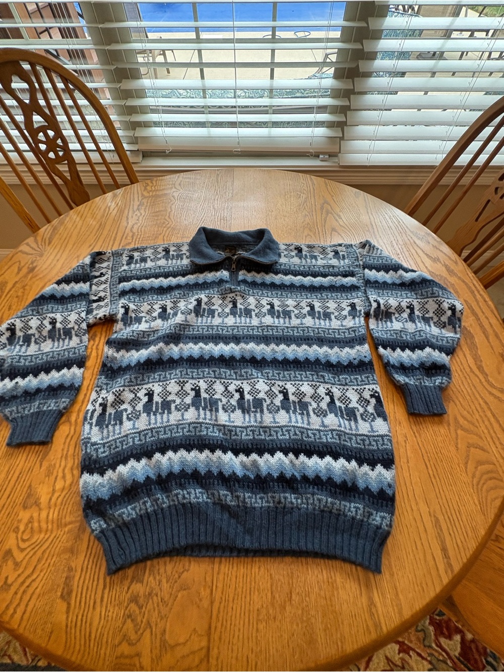 Mariatex Peru Alpaca Wool Sweater Blue Fair Isle Style Women’s L ? measurements